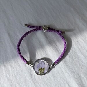 Purple Cord Bracelet with Flower Charm